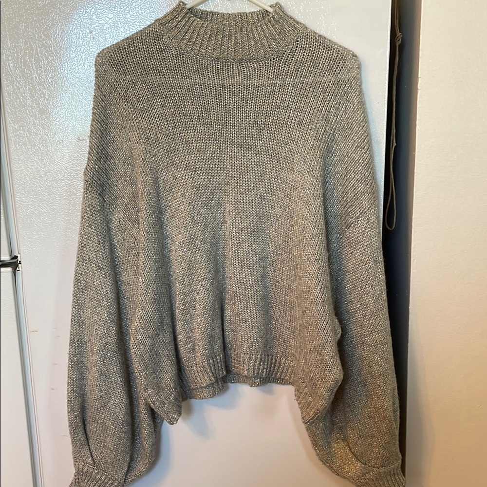 BB Dakota Steve Madden Womens Med Sweater Metallic High Neck Long Dolman Sleeves